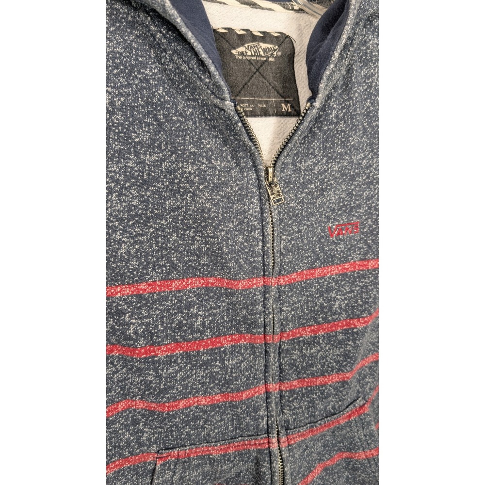 Vans Full‎ Zip Hoodie Sweatshirt Striped Blue Red Size M Vintage Y2K Skater